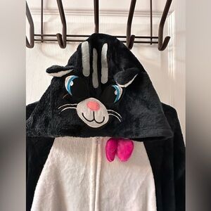 Adult Cozy Black Faux Fur Hooded Onesie - Large